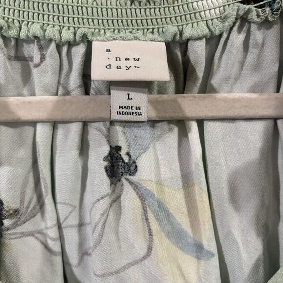 A New Day Top Womens Large Multicolor Floral Abstract Print Long Sleeve Blouse - Picture 7 of 9